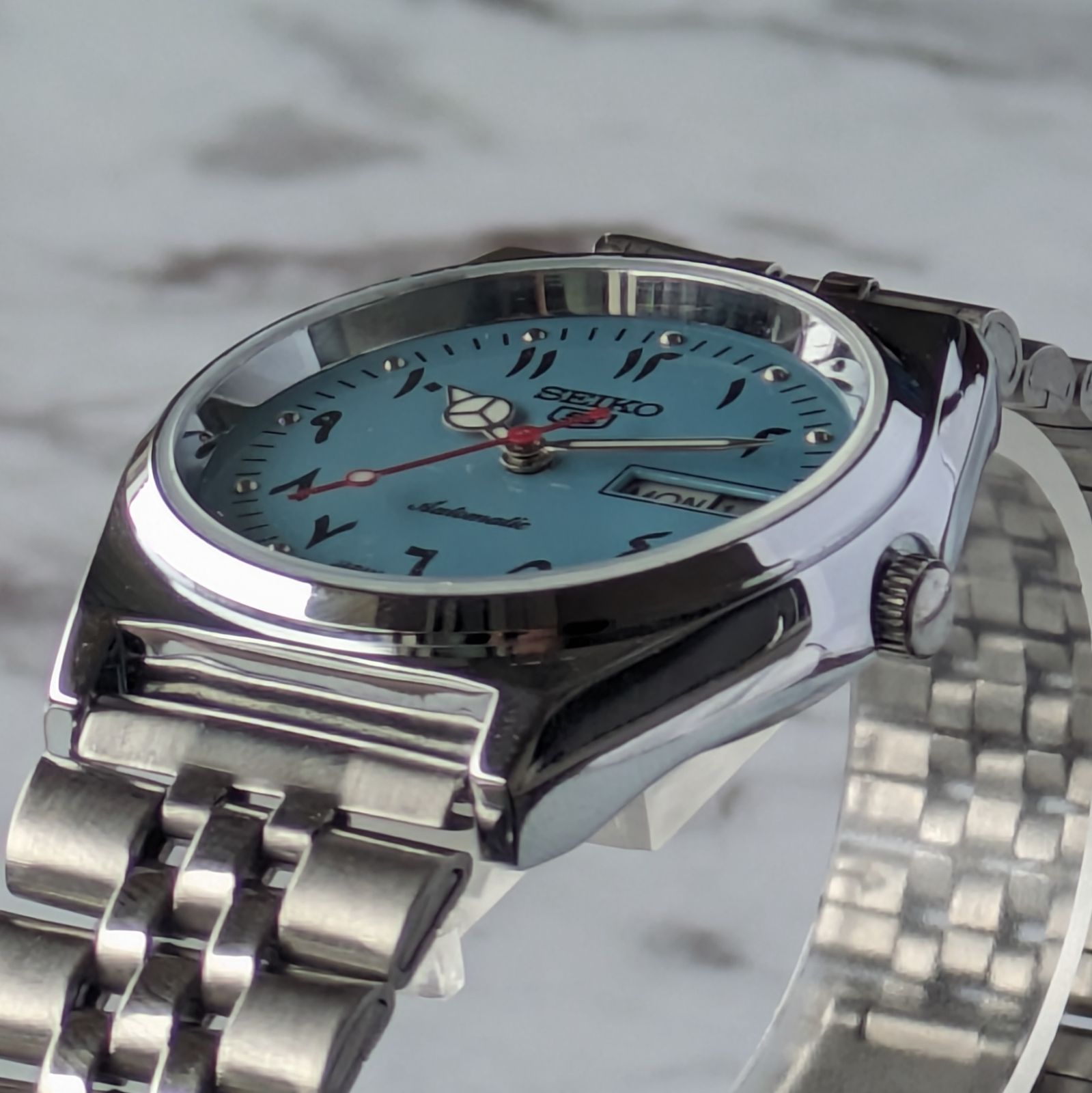 稼働　SEIKO　セイコー　自動巻　青文字盤　デイデイト　レディース　ブルー レディース SEIKO セイコー 自動巻 ブルー文字盤 稼働品