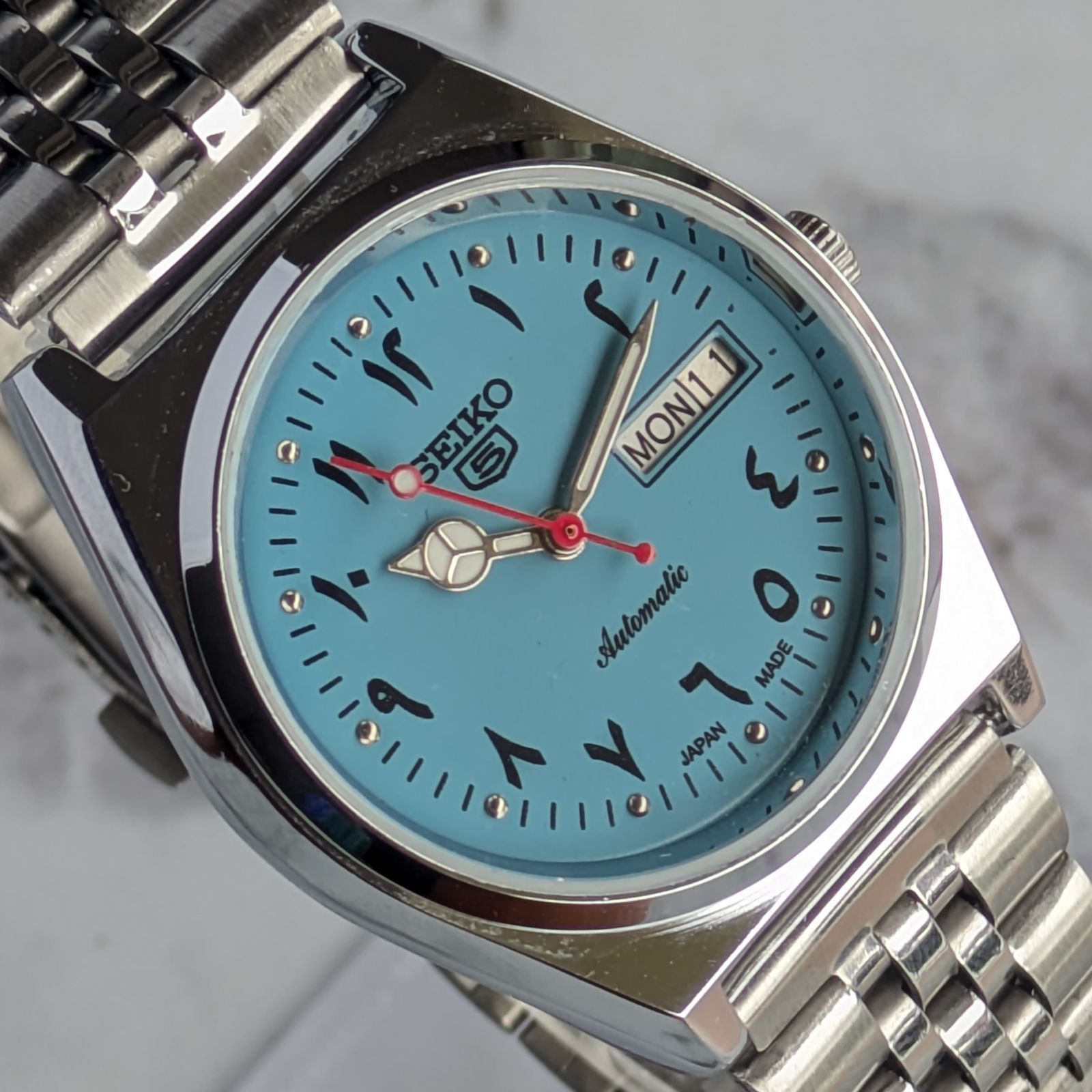 稼働品 SEIKO セイコー5 自動巻き 80s ヴィンテージ アイスブルー文字
