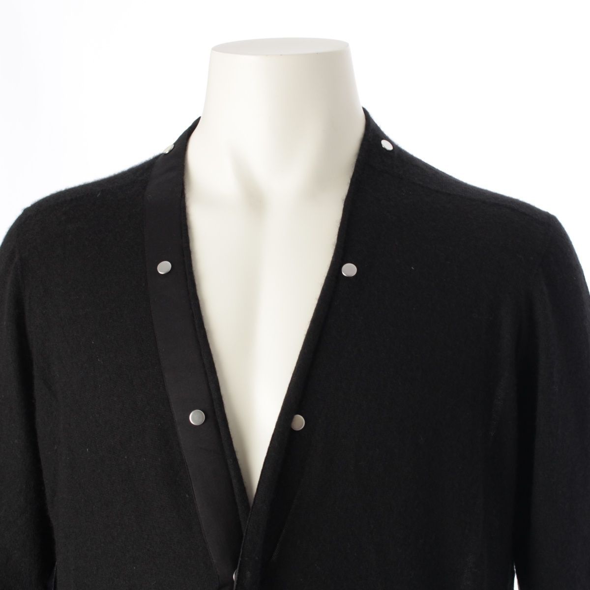 【新品】  Rick Owens / リックオウエンス | 2021AW | BLACK SASCHA CARDIGAN カシミヤ スナップボタン ロングカーディガン | S | ブラック | メンズ リックオウエンス 21AW SASCHA カシミヤ スナップボタン ロング