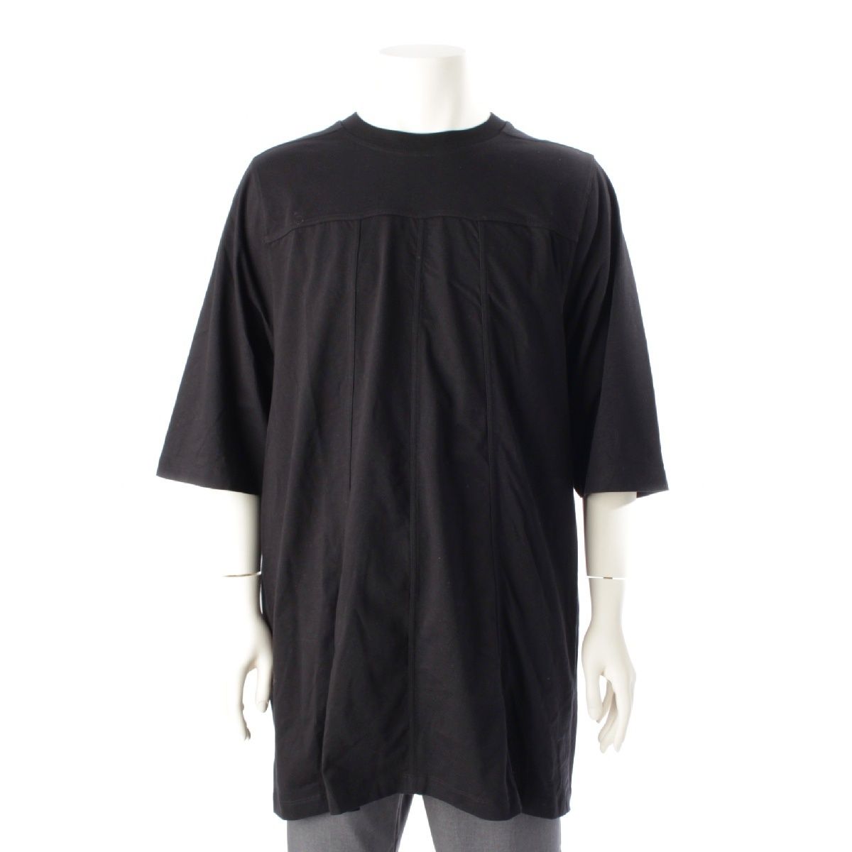 リックオウエンス 22AW GRID CREWNECK コットン グリッド クルーネック オーバーサイズ 半袖Tシャツ カットソー トップス RU02B2244 ブラック XL【中古】