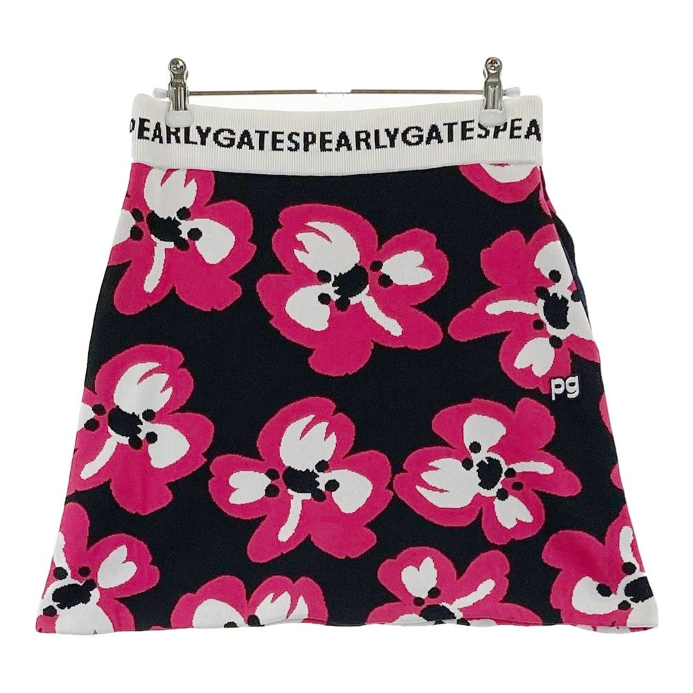 サイズ：0 PEARLY GATES パーリーゲイツ ニットスカート 花柄 ブラック系 [240101726308] ゴルフウェア レディース ストスト