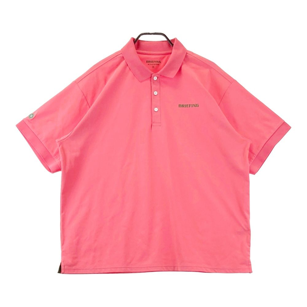サイズ：XL BRIEFING GOLF ブリーフィング  ロゴ刺繍入り 半袖ポロシャツ  ピンク系 [240101727498] ゴルフウェア メンズ ストスト サイズ：XL BRIEFING GOLF ブリーフィング ロゴ刺繍入り 半袖