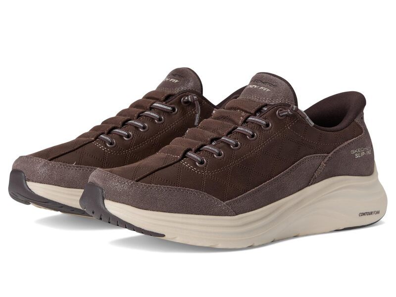 スケッチャーズ レディース シューズ スニーカー SKECHERS Contour Foam Cozy Fit Hands Free Slipins Chocolate チョコレート