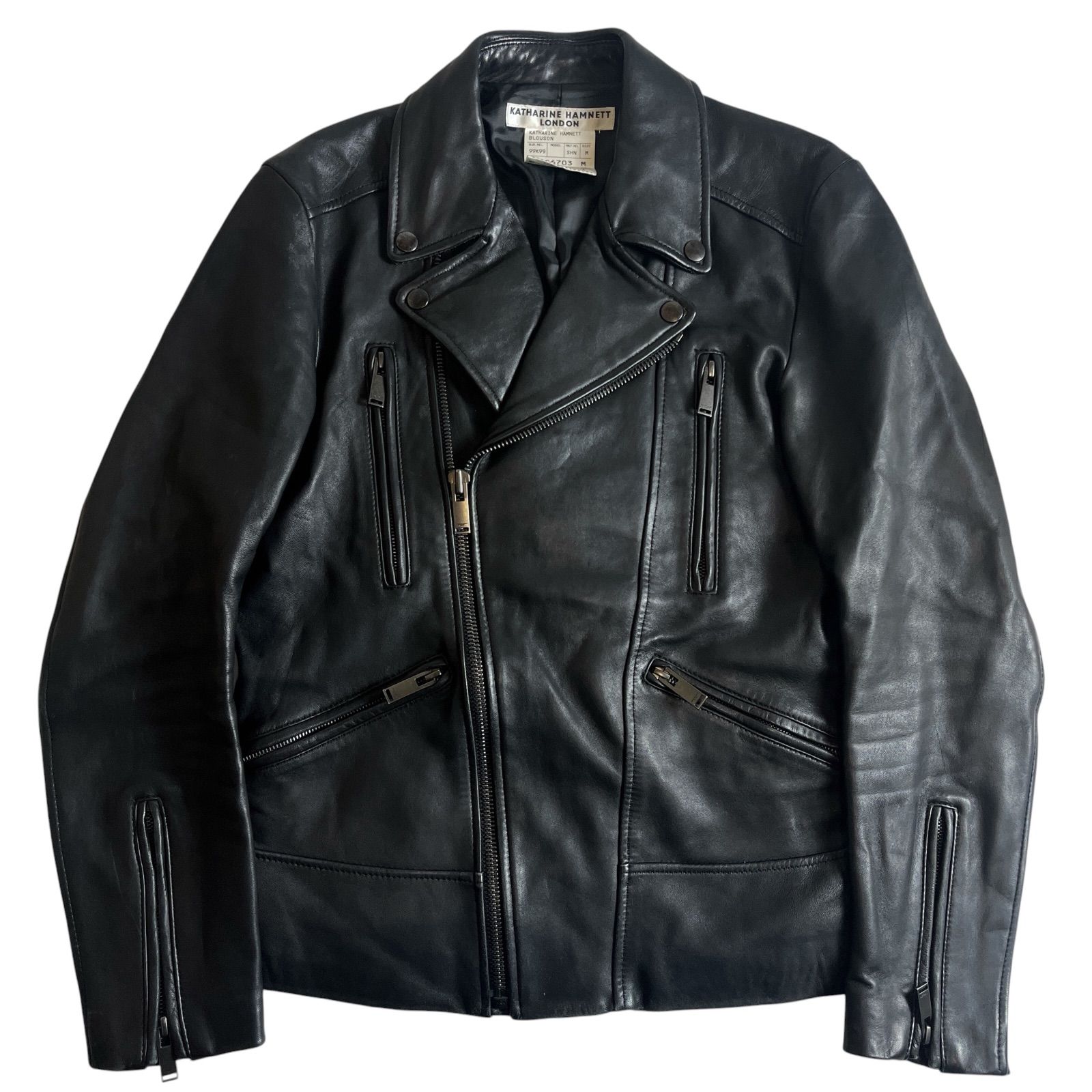 KATHARINE HAMNETT LONDON レザーダブルライダース M ブラック