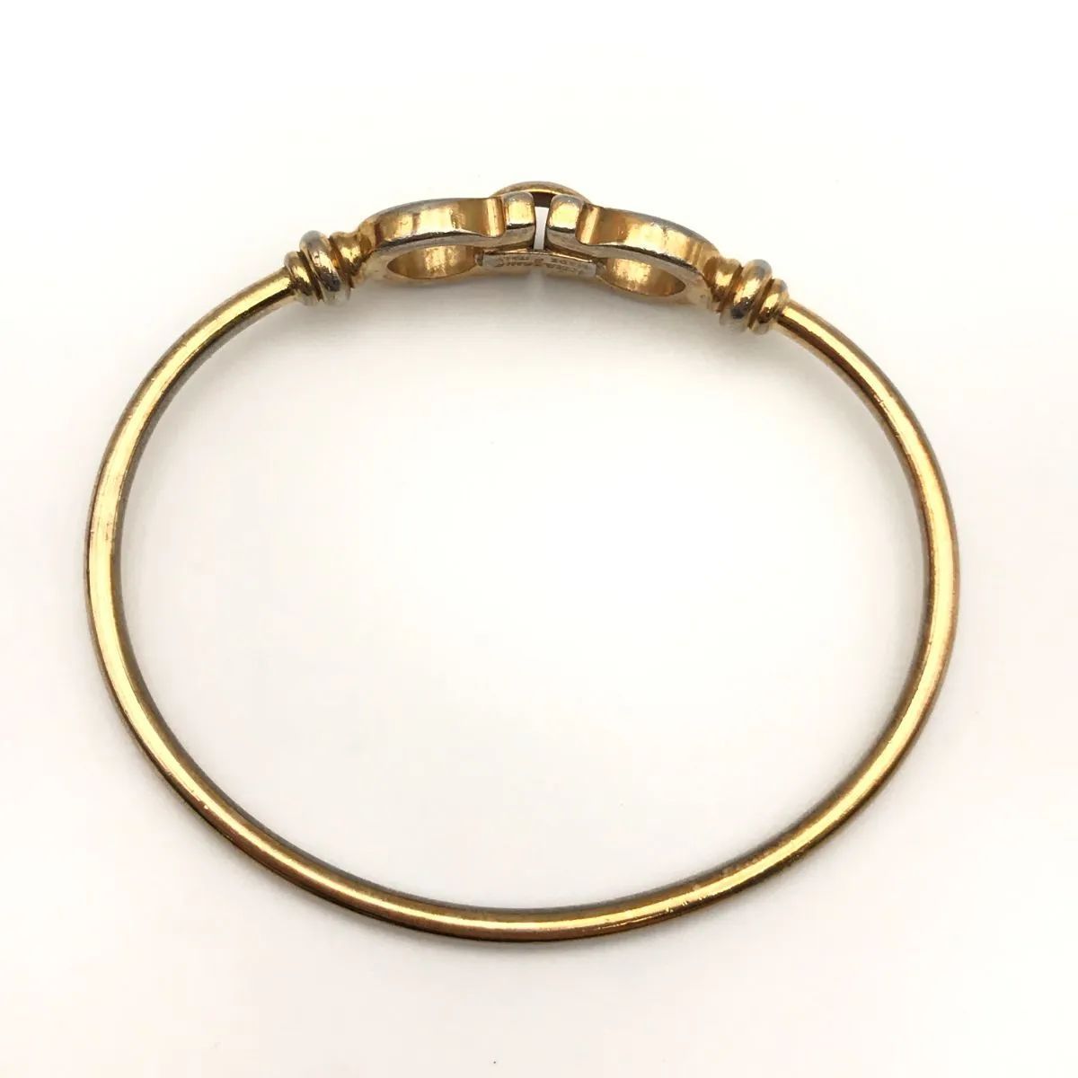 【訳あり】フェラガモ ガンチーニ 2連 パール ブレスレット ゴールド金具 希少】Salvatore Ferragamo フェラガモ ブレスレット バングル ダブル