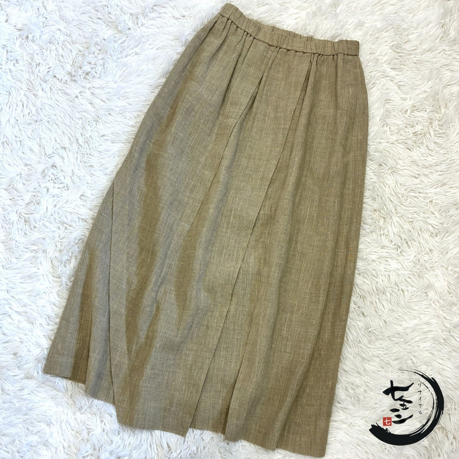 美品】慈雨 センソユニコ 麻 変形 スカート 日本製 キュプラ