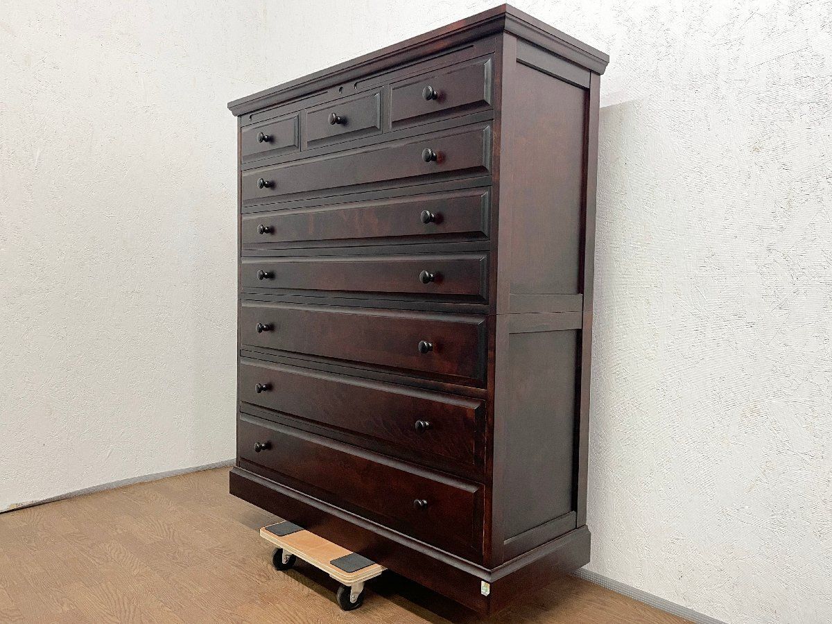 ●神居民芸 7段チェスト 120cm幅 洋服箪笥 整理箪笥 タンス 引き出し 収納家具 樺(カバ)材 和モダン 和家具 (貝1707) 27,300円
