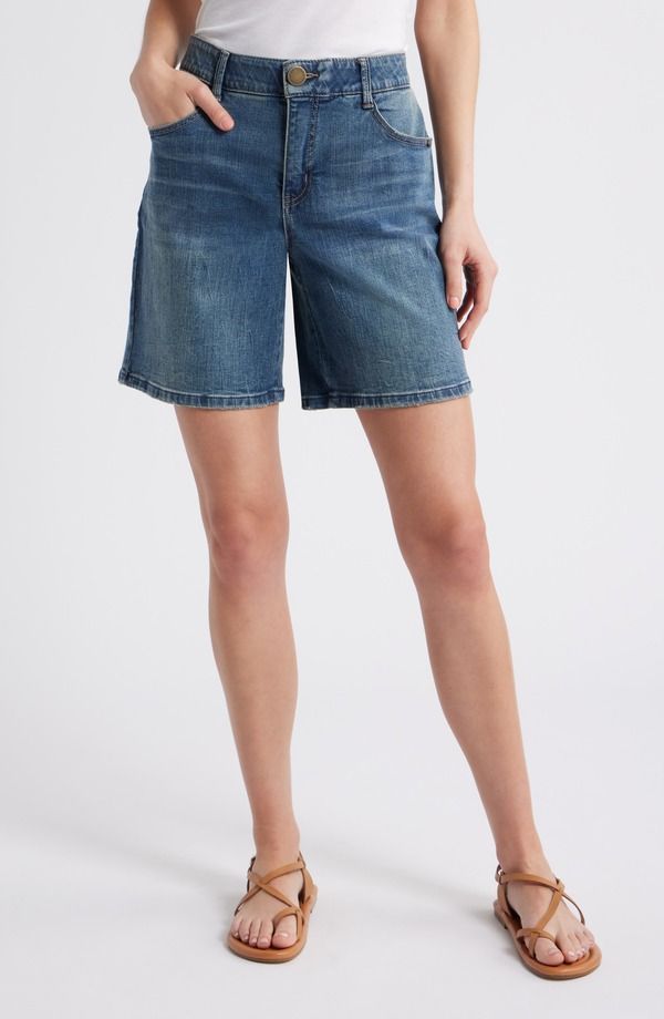 ウィットウィズダム レディース ボトムス デニムパンツ ハイウエスト ショートパンツ Wit Wisdom High Waist Relaxedenim Shorts Mid Blue Artisan