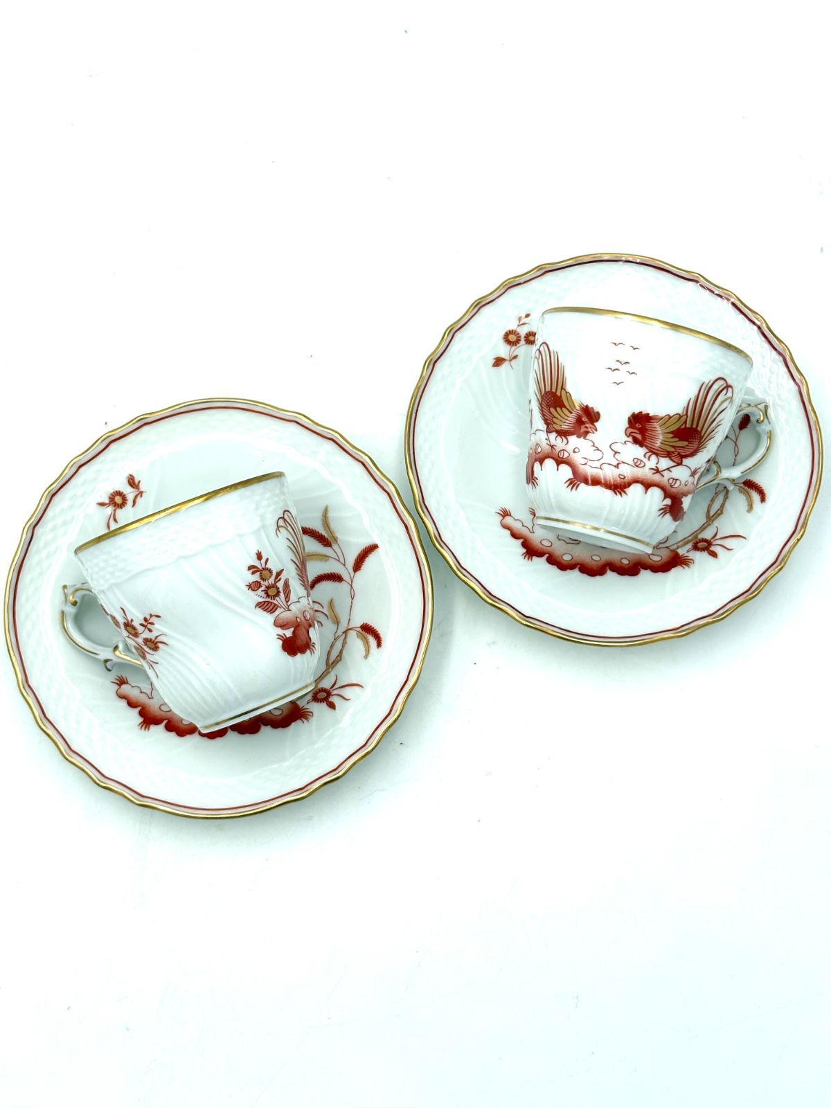 リチャードジノリ　RichardGinori　レッドコック　デミタス　カップ＆ソーサー　２客セット