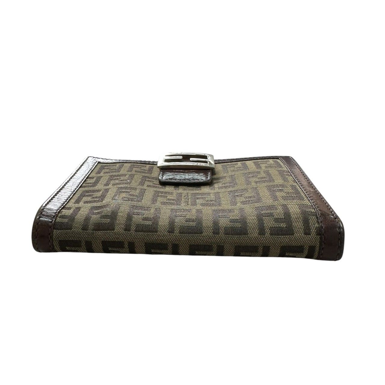 FENDI フェンディ ズッカ ブラウン シルバー金具 レザー 二つ折り財布