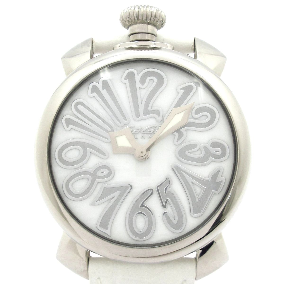 良品 GaGa MILANO マヌアーレ40 ホワイトシェル文字盤ブラック文字 GAGA MILANO(ガガミラノ) 腕時計美品 マヌアーレ40 5020 ボーイズ 型
