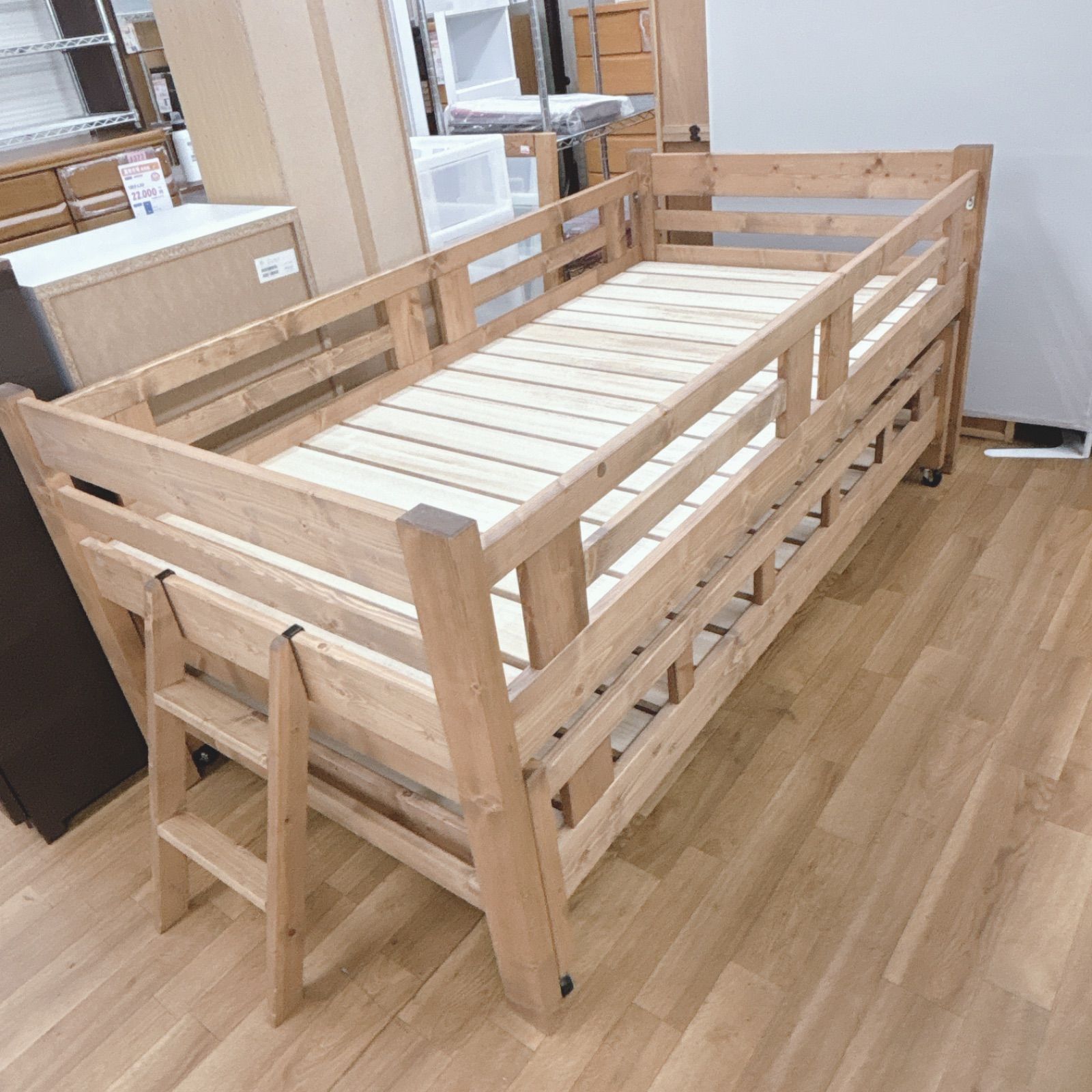 I673 ? 名古屋市近郊配送設置無料！ 大川ベッド工業 天然木 スライド 