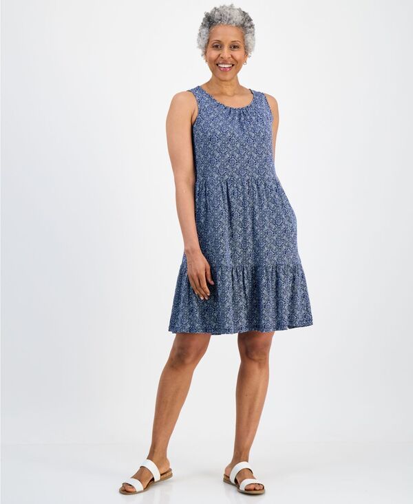 スタイルアンドコー レディース トップス ワンピース ティアード プリント ノースリーブ Style Co Womens Printed Sleeveless Tieredress Clover In