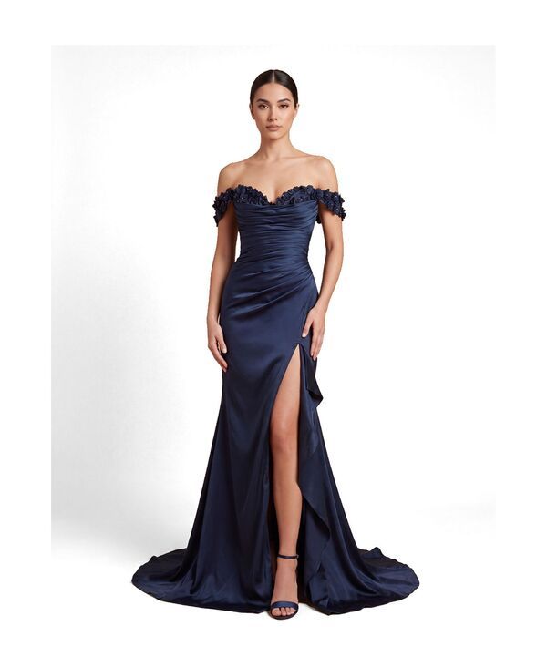 ララ レディース トップス ワンピース クレープ Lara Womens Off Shoulder Crepe Gow navy ネイビー