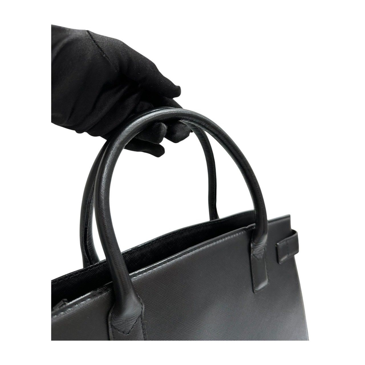 美品 BURBERRY バーバリー ブラック シルバー金具 レザー ハンドバッグ