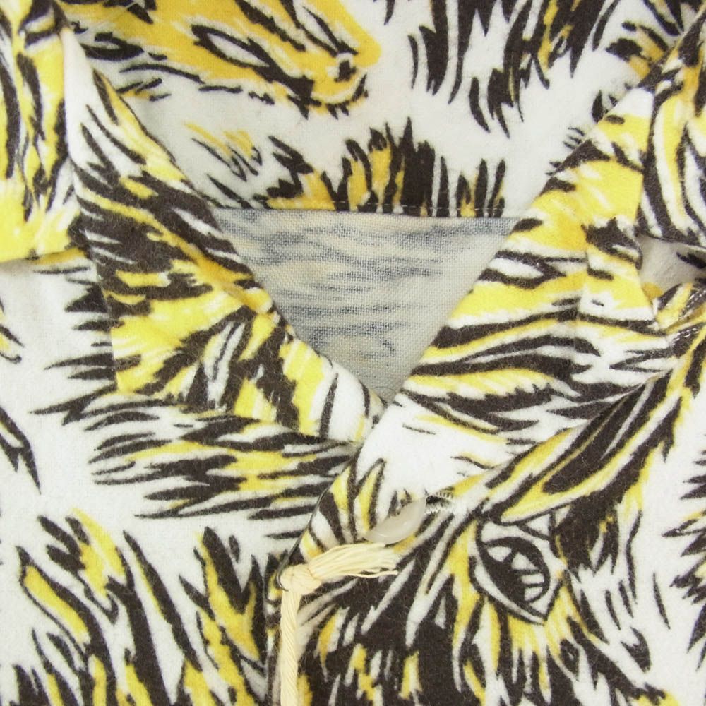 TENDERLOIN テンダーロイン T-PRINT FLANNEL SHT WOLF オープンカラー ウルフ柄  フランネル シャツ 長袖 イエロー系 XS【中古】 TENDERLOIN テンダーロイン T-PRINT FLANNEL SHT WOLF オープンカラー