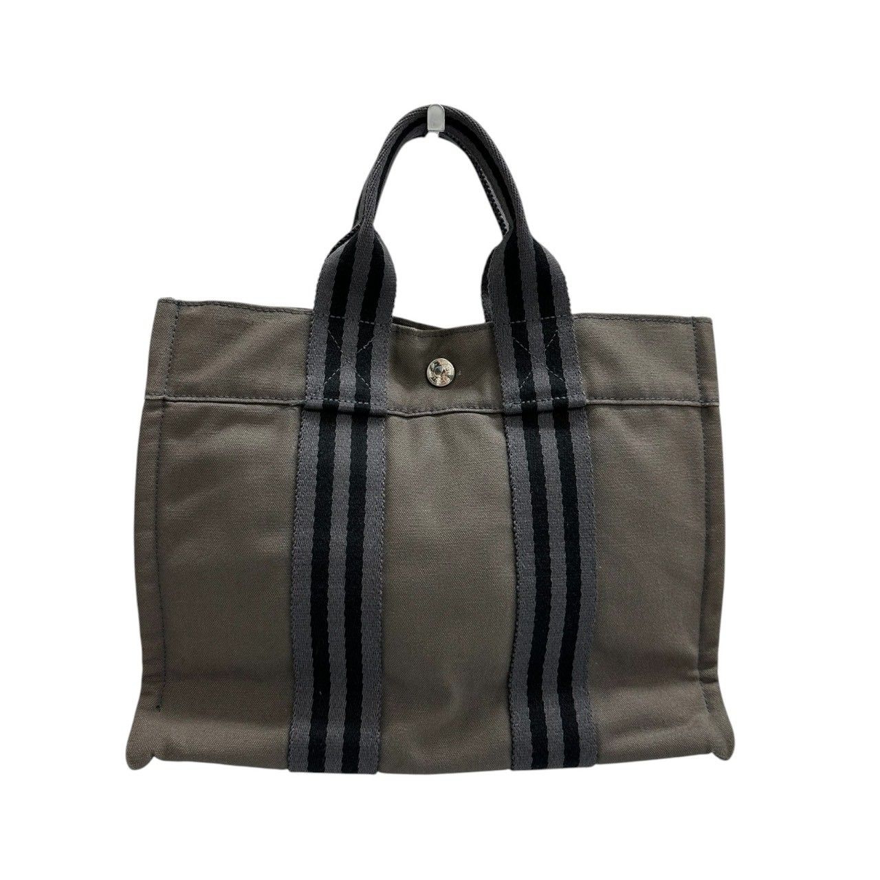 美品 HERMES エルメス フールトゥ グレー ブラック キャンバス