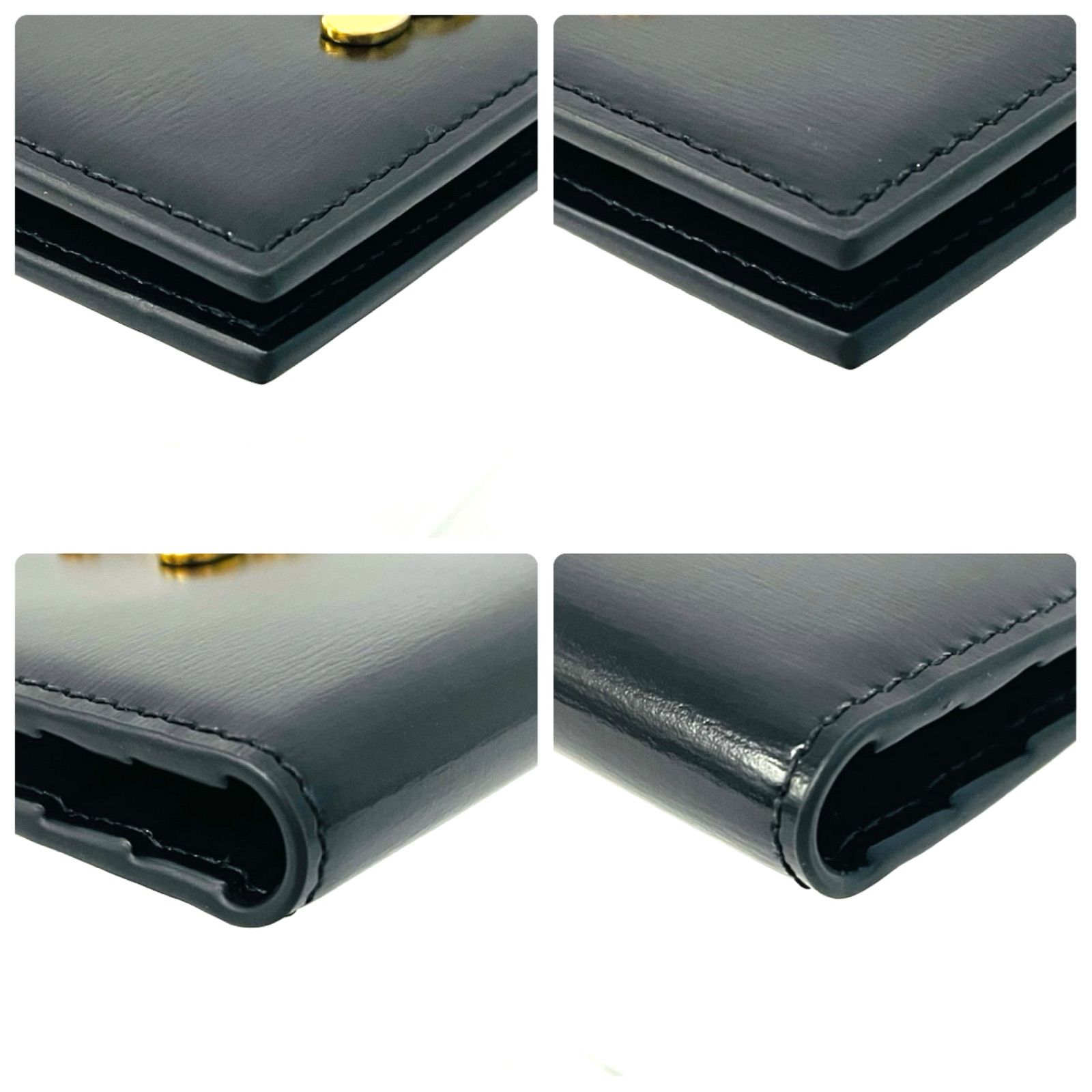 【美品】CELINE セリーヌ　バイフォールド　トリオンフ　カードホルダー 　ブラック　ゴールド　(61930)