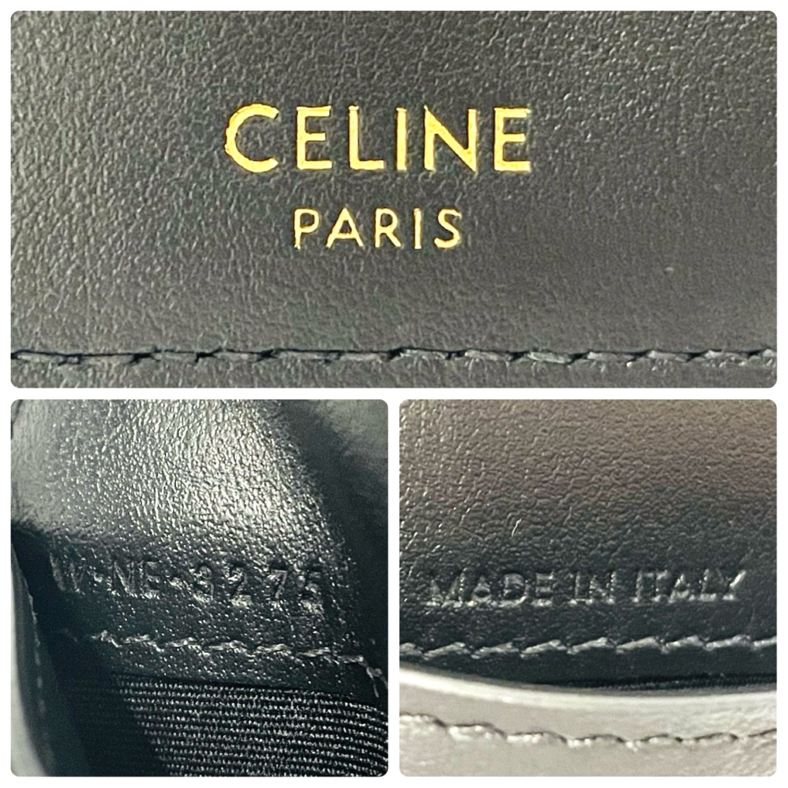 【美品】CELINE セリーヌ　バイフォールド　トリオンフ　カードホルダー 　ブラック　ゴールド　(61930)