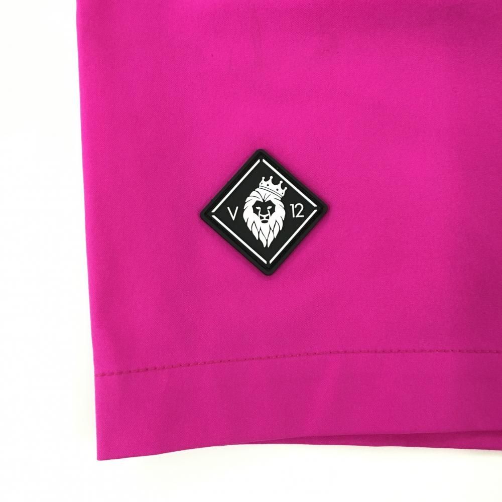 V12 ハーフパンツXLピンク色 絶妙なデザイン【新品】V12 ハーフパンツ ピンク×白 裾ロゴワッペン