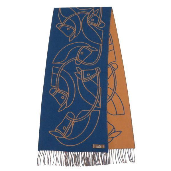 【値下】タグ付 未使用 HERMES エルメス アントルラック エケストル 上質 カシミヤ100％ フリンジ マフラー 大判 ロング 国内正規品 47315
