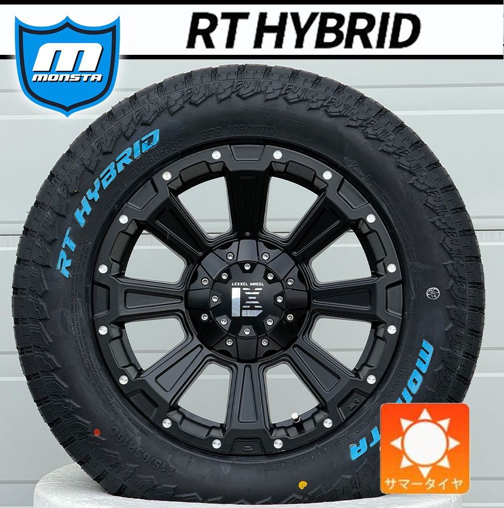 200系ハイエース レジアスエース｜タイヤホイール 16インチ モンスタ RTハイブリッド MONSTA RT HYBRID 215/65R16 LT ホワイトレター 新品4本セット LEXXEL DeathRock デスロック