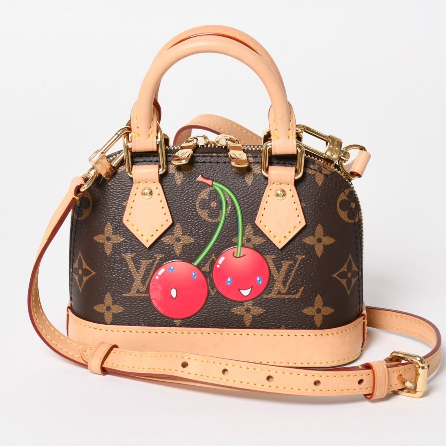 ルイヴィトン モノグラムミニ スニーカー 38 キャンバス　24cm チェリー 極美品 LOUIS VUITTON ルイヴィトン モノグラムキャンバス チェリー TM