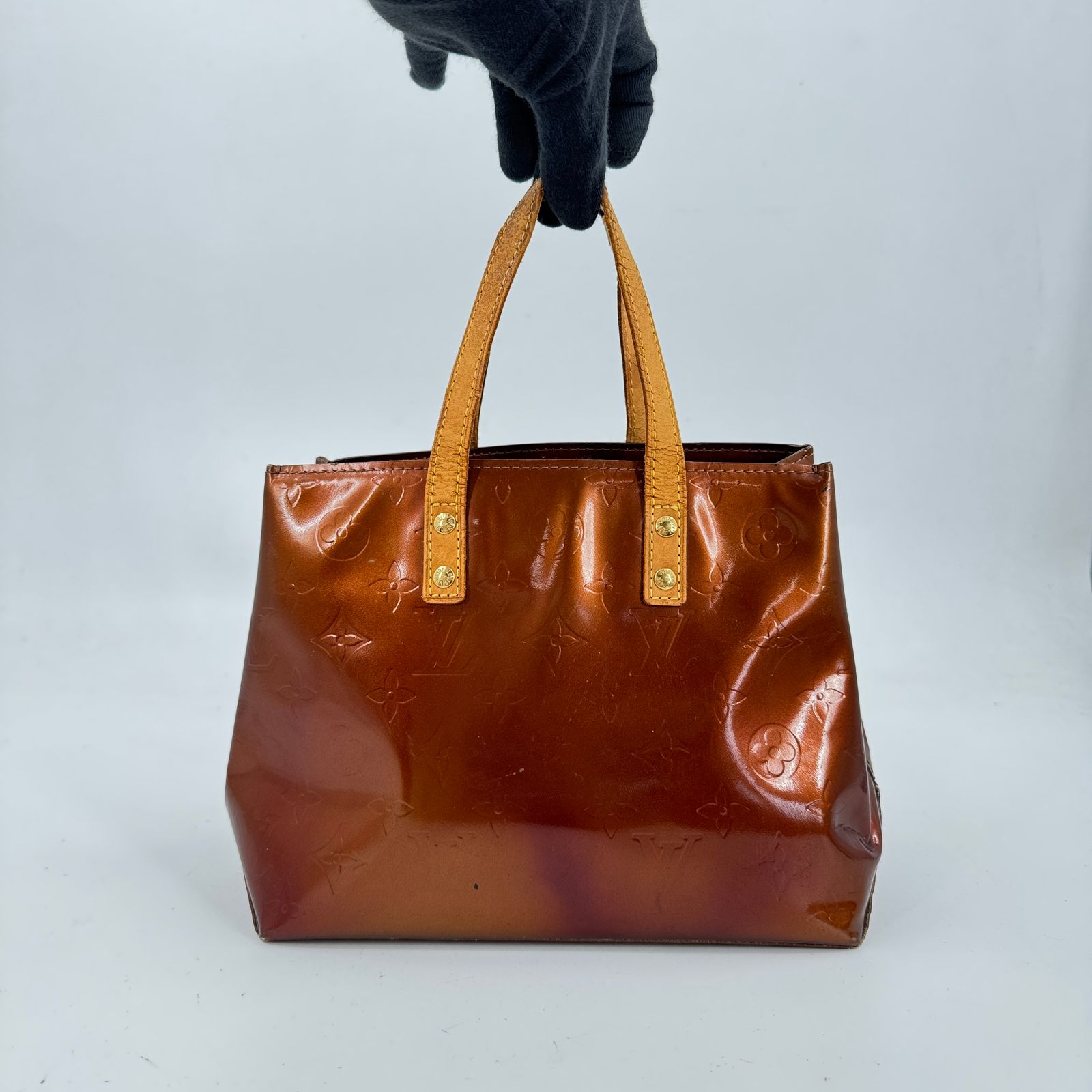 LOUIS VUITTON リードPM ヴェルニ レザー ブロンズ ハンドバッグ
