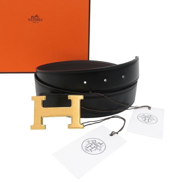 【新品未使用 メンズ95】HERMES エルメス コンスタンス Hバックル ベルト 黒 ヴォー・トゴ×ボックスカーフ U刻 付属品〇 定価16.5万 47679 新品未使用 メンズ95】HERMES エルメス コンスタンス Hバックル ベルト