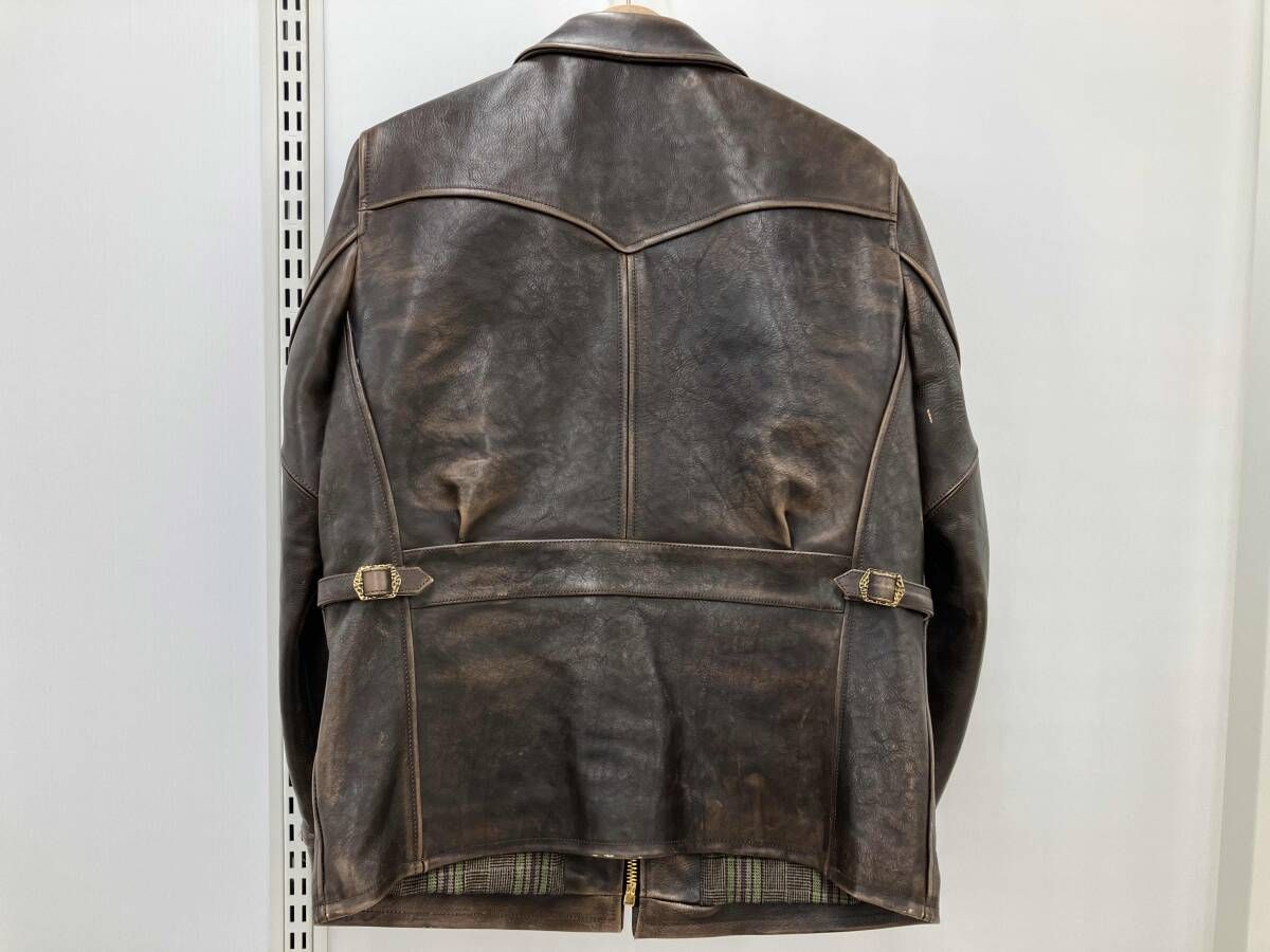 革ジャン CIDU LEATHERS シヅレザーズ レザージャケット ブラウン XL