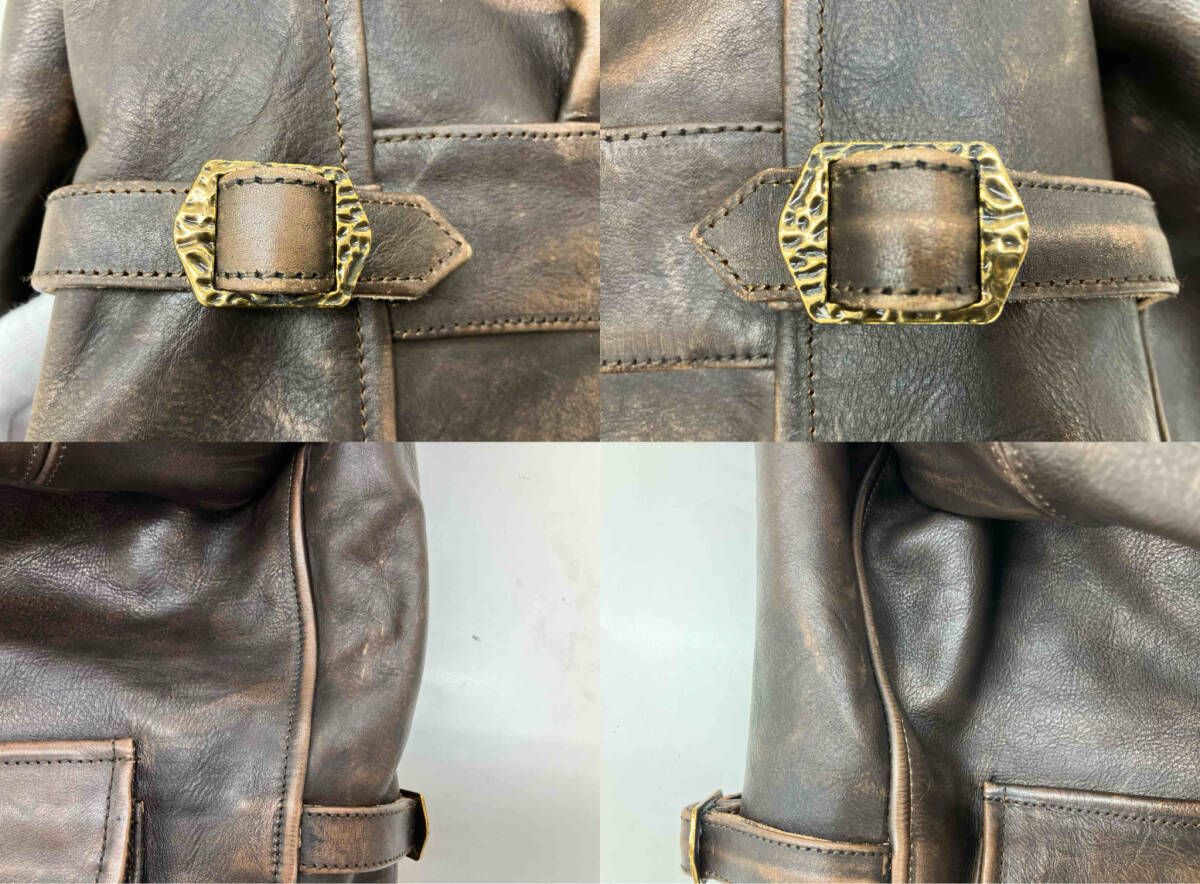 革ジャン CIDU LEATHERS シヅレザーズ レザージャケット ブラウン XL