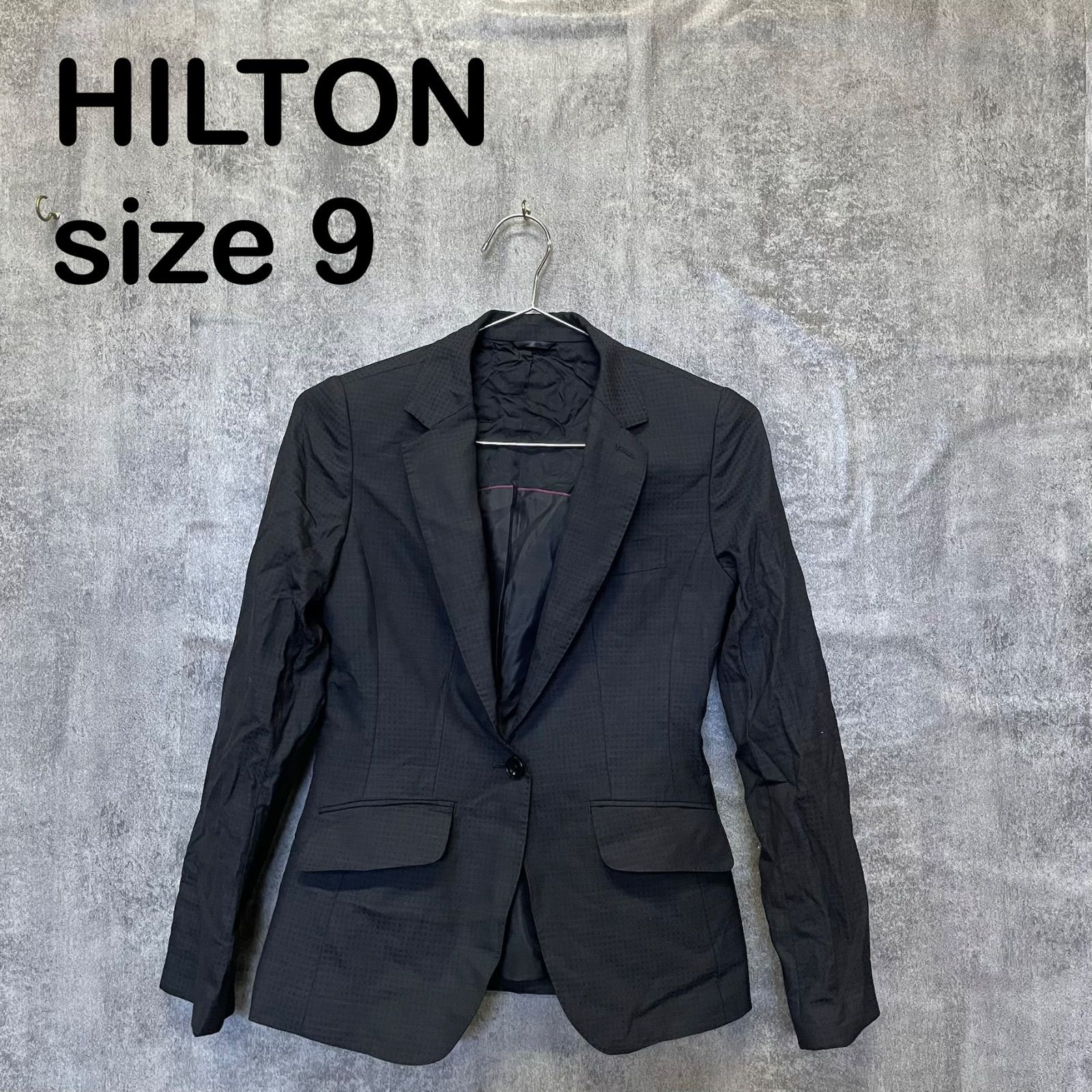 T-1707】HILTON ヒルトン S テーラードジャケット ブラック 黒 