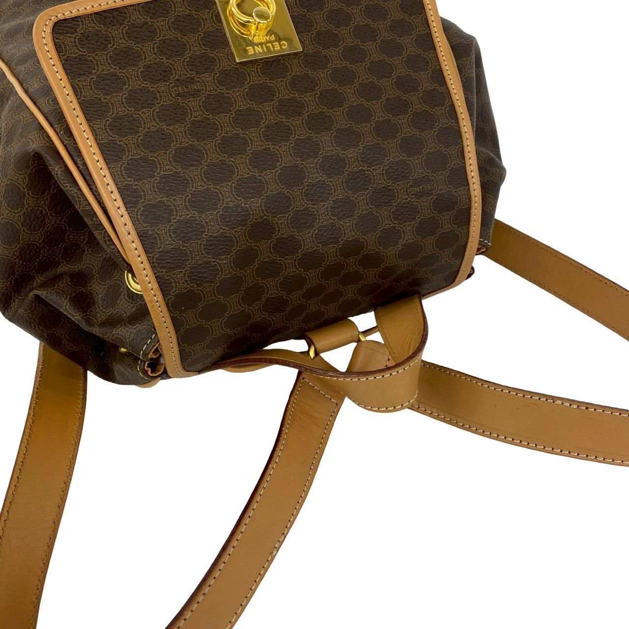 極 美品 CELINE セリーヌ ヴィンテージ リング 金具 マカダム 柄