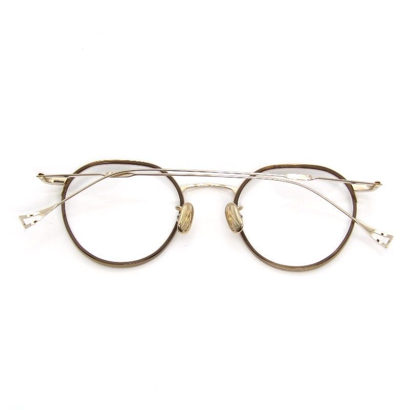 美品 金子眼鏡 × ISSEY MIYAKE EYES カネコガンキョウ イッセイミヤケ メガネフレーム PANT-V S 日本製 BR ブラウン/ゴールド 54001174 美品 金子眼鏡 × ISSEY MIYAKE EYES カネコガンキョウ イッセイミヤケ
