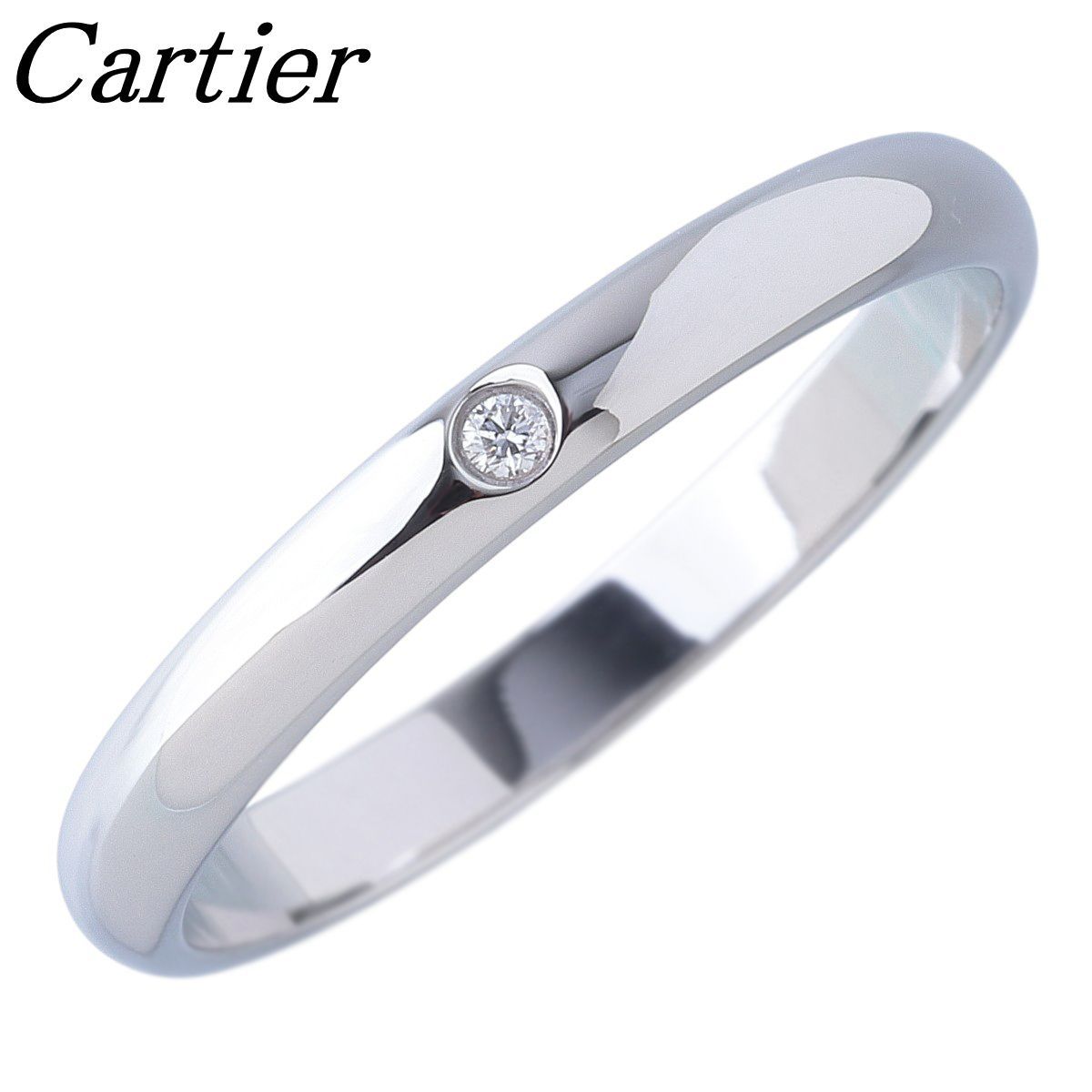 カルティエ ダイヤ リング 1895 ウェディング 1PD #52 幅2.5mm Pt950