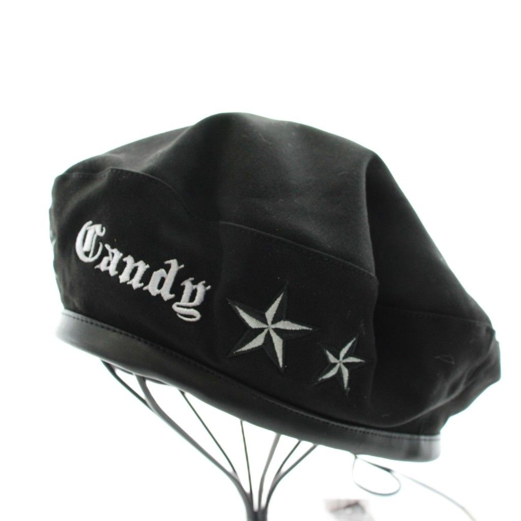 キャンディストリッパー　ハット　黒 キャンディストリッパー Candy Stripper ベレー帽 帽子 ロゴ 星刺繍 F