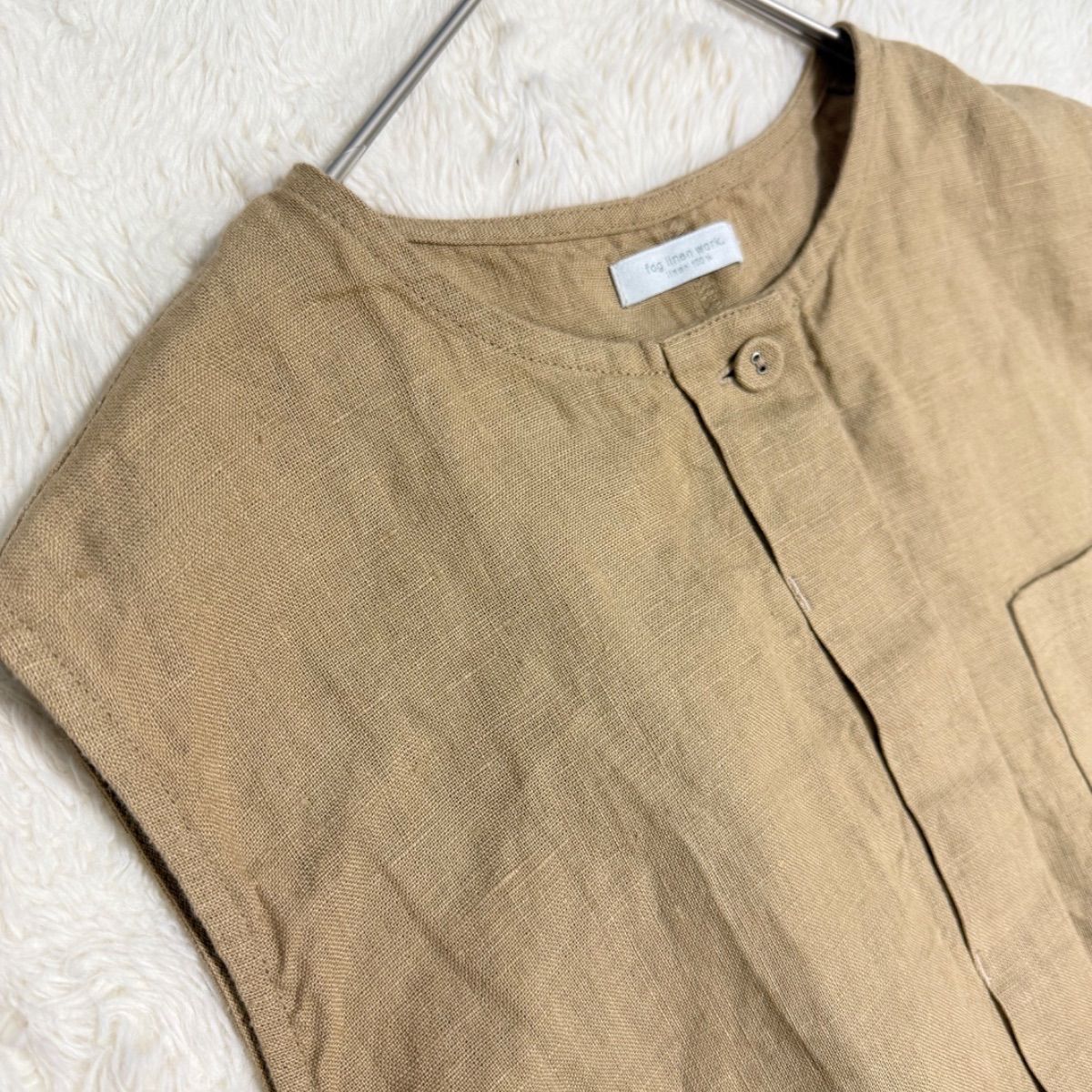 fog linen work カリナベスト リネン100% ナチュラル ベージュ ノー