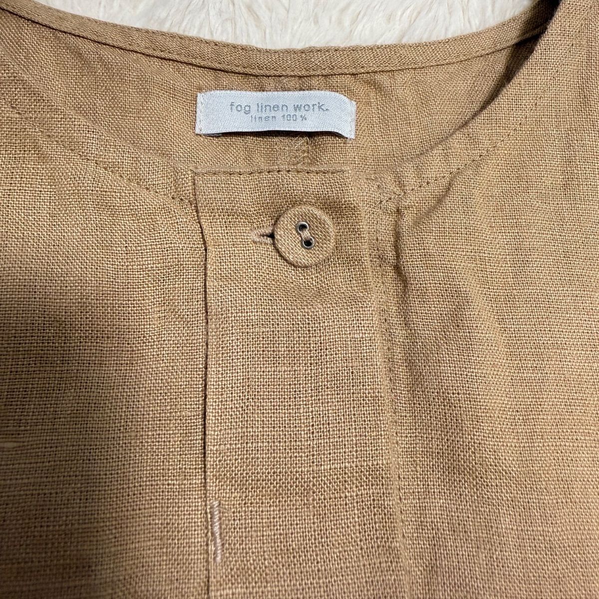 fog linen work カリナベスト リネン100% ナチュラル ベージュ ノー