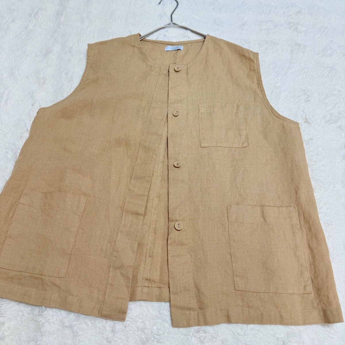fog linen work カリナベスト リネン100% ナチュラル ベージュ ノー