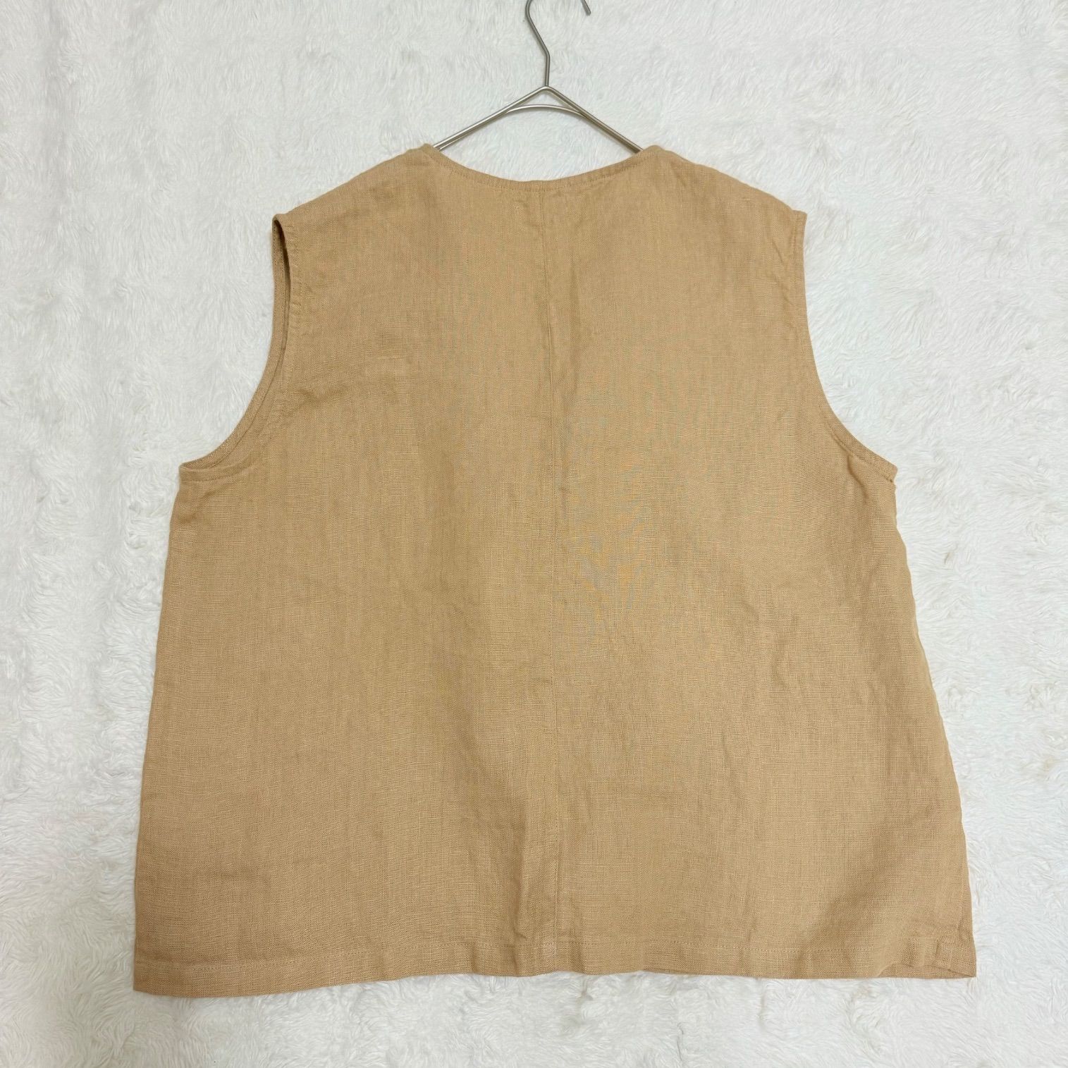 fog linen work カリナベスト リネン100% ナチュラル ベージュ ノー