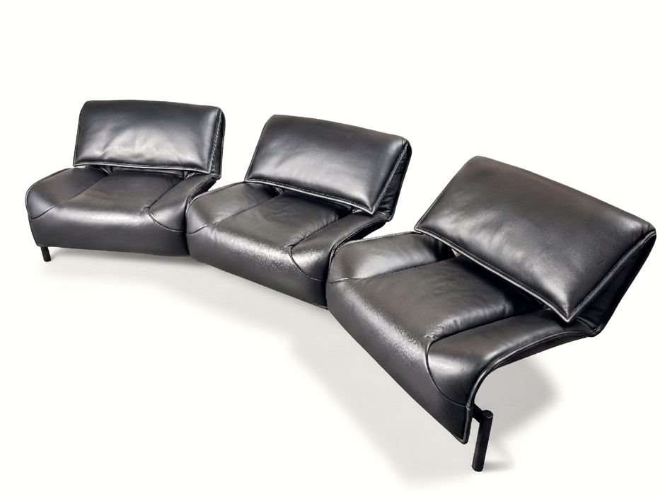 Cassina カッシーナ ヴェランダ 3人掛けソファ 総革 ブラック i-00082