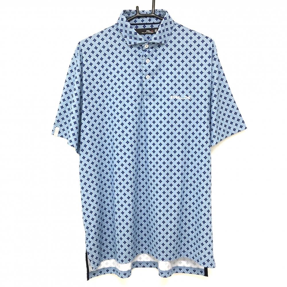 超美品】RLXラルフローレン 半袖ポロシャツ ライトブルー×ブルー 花柄