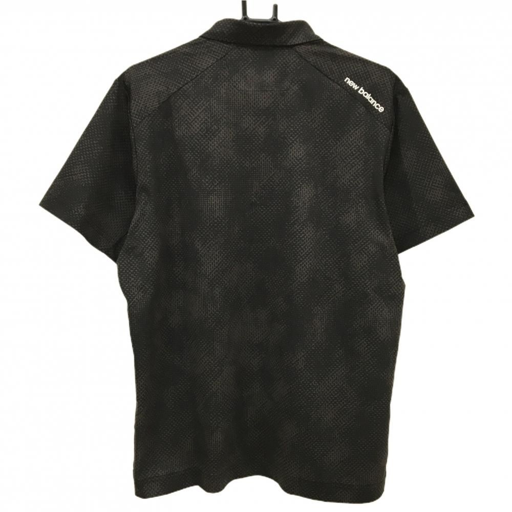 超美品】ニューバランスゴルフ 半袖ポロシャツ 黒×グレー系 総柄 胸