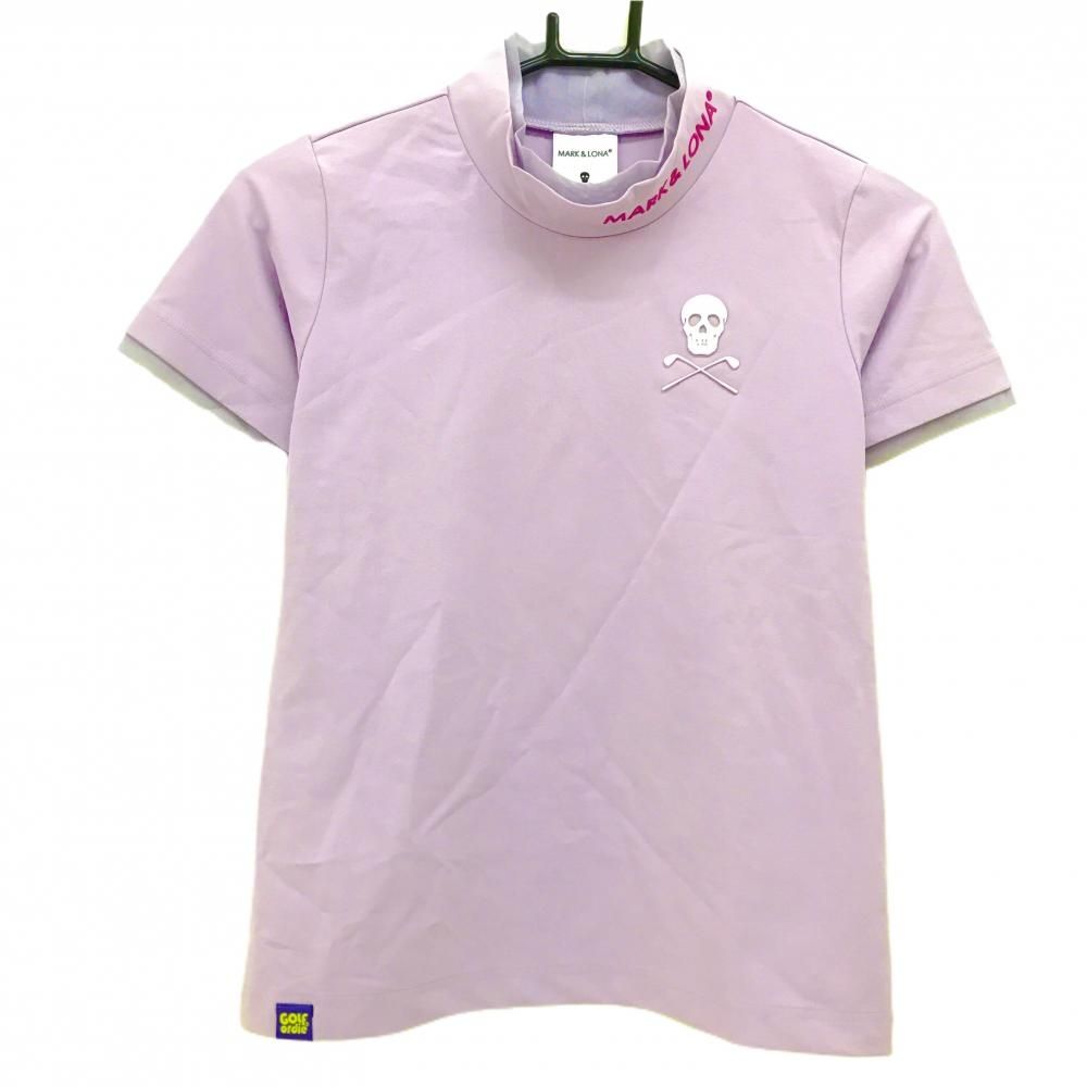 【美品】マークアンドロナ 半袖ハイネックシャツ ライトパープル系 ネック内側メッシュ  レディース 36(S) ゴルフウェア MARK＆LONA 美品】マークアンドロナ 半袖ハイネックシャツ ライトパープル系