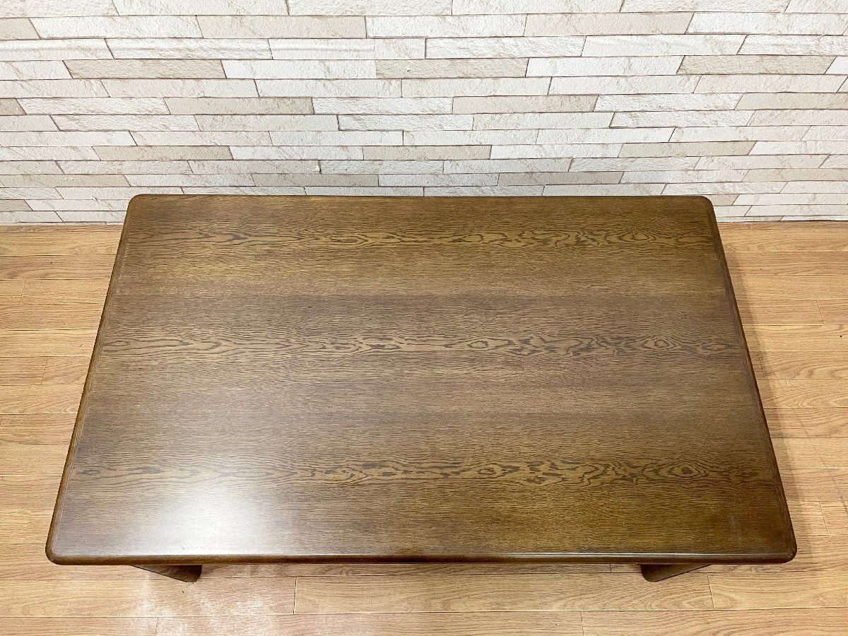 昭和レトロ　カリモク　高級ロー&ハイテーブル　切り替え式　ちゃぶ台　送料込 ▽カリモク karimoku ローテーブル 座卓 センターテーブル ブラウン