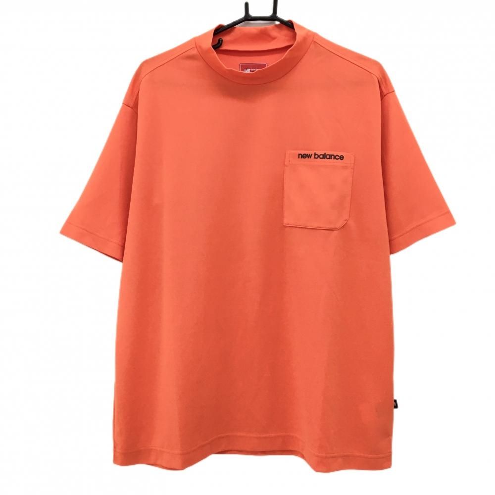 新品】ニューバランスゴルフ 半袖ハイネックシャツ オレンジ×黒 胸