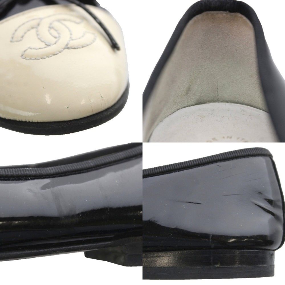 シャネル CHANEL バレエシューズ パンプス 37 23.5cm 24cm 黒 ブラック