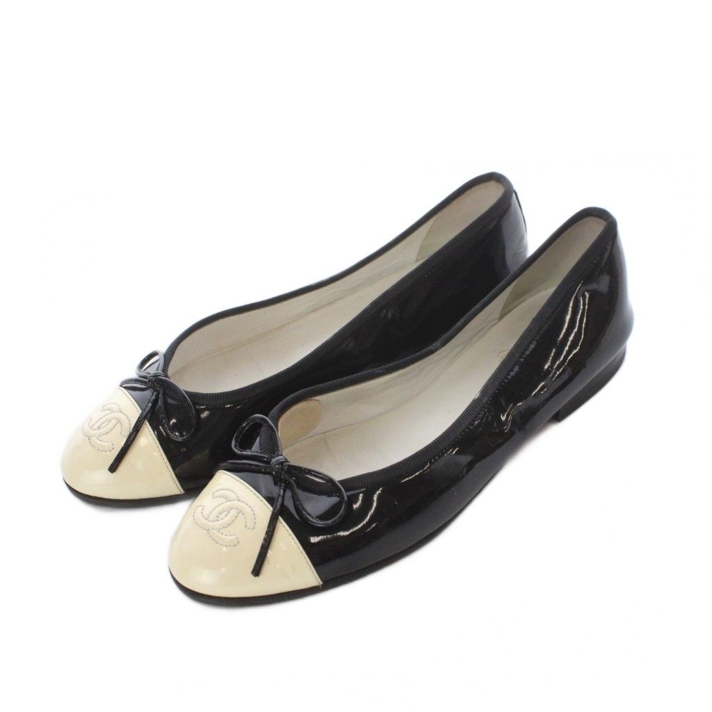 シャネル CHANEL バレエシューズ パンプス 37 23.5cm 24cm 黒 ブラック