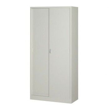 A4対応書庫/D:400タイプ 引違書庫(スチール戸) H1860 棚板4枚付 ニューグレー COM-FS40-G19