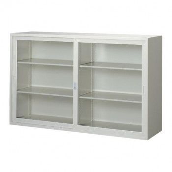 A4対応書庫/D:515タイプ 引違枠付書庫(ガラス戸) H1110/W1760 棚板4枚付 ニューグレー COM-FJG52-G11W
